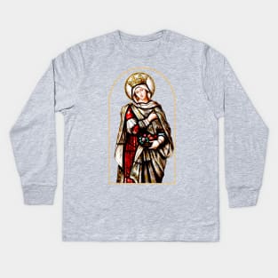 Saint Elizabeth of Hungary Stained Glass Window Kids Long Sleeve T-Shirt